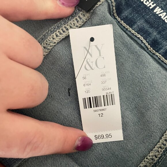 NWT Women's Size 12 NY & Co. High Waist Midi Jean Skirt w/ Button Front - Picture 3 of 8